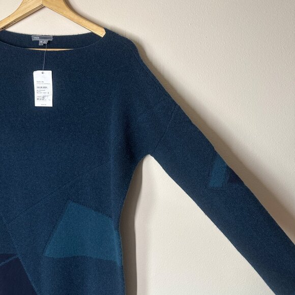 VINCE Cashmere Wool Colorblock Knit Dress Womens Size XS Oversized Luxe Capsule - Picture 3 of 9